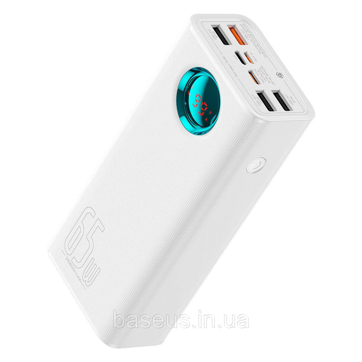 Повербанк Baseus Amblight Digital Display 26800mAh 65W QC3.0 PD3.0 4xUSB/Type-C/Lightning/microUSB білий (P10022402223-00), фото 1