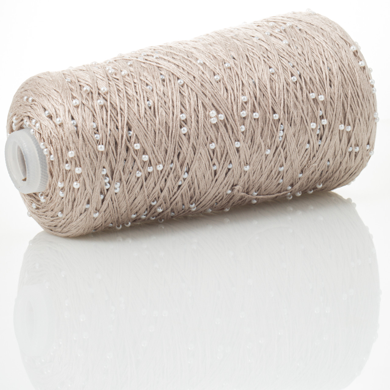 Infinity Yarn Намистини на Котонi № 723 беж + білі намистини (Пряжа нитки для в'язання), фото 1