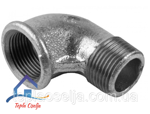 Коліно чавунне оцинковане 1/2" 90° (внутрішнє - зовнішнє)