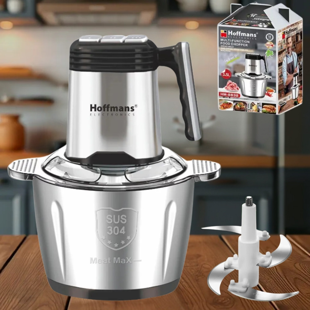 Подрібнювач електричний 1800Вт Hoffmans Electronics НМ-8832 з металевою чашею 3.5л універсальний чоппер
