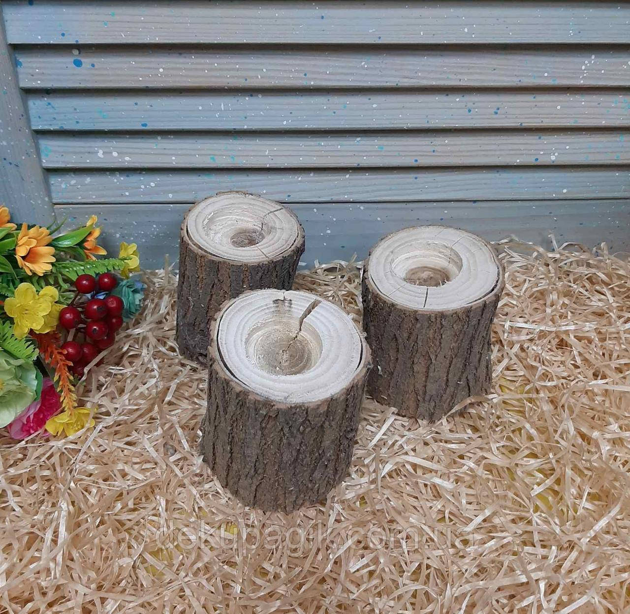 Підсвічник з натурального дерева (діаметр 7,5см, висота 9см), фото 1