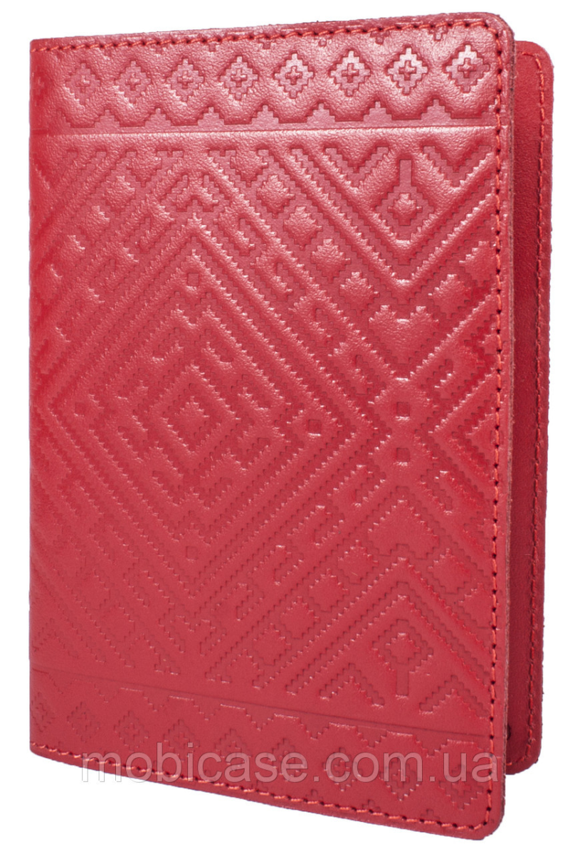 Обкладинка для паспорта STANDART ( червоний) тиснення "Слов'янський орнамент"