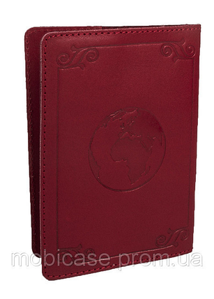 Обкладинка для паспорта STANDART (червоний) тиснення "WORLD", фото 2