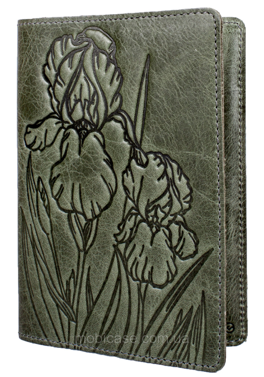 Обкладинка для паспорта VIP ( зелений) тиснення "IRIS"