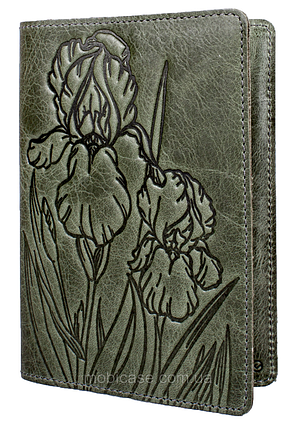 Обкладинка для паспорта VIP ( зелений) тиснення "IRIS", фото 1