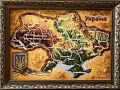 Картина Карта Украины из янтаря , Картина карта України з бурштину 30*40 см