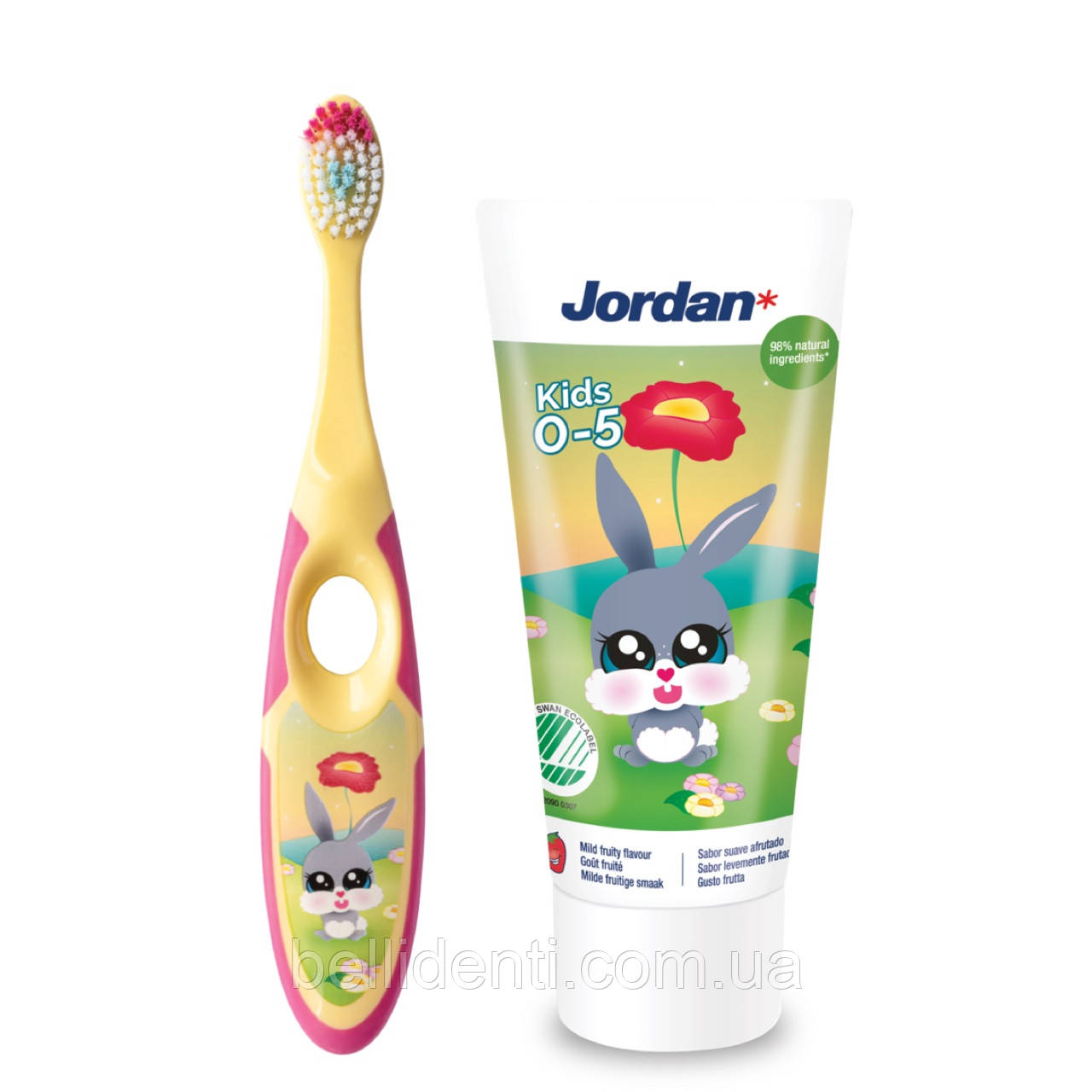 Набір для дітей від 3 до 5 років Jordan Kids (зубна паста з фтором 1000 ppm + щітка Soft), зайчик