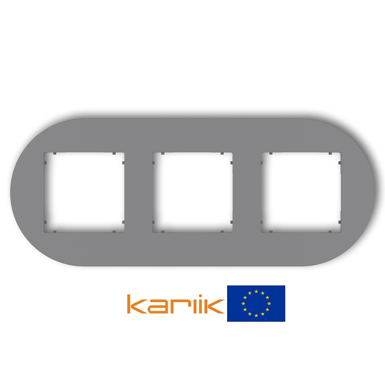 Рамка 3-місна Karlik MINI 27MRTO-3 сіра матова кругла універсальна (для розеток та вимикачів), фото 1