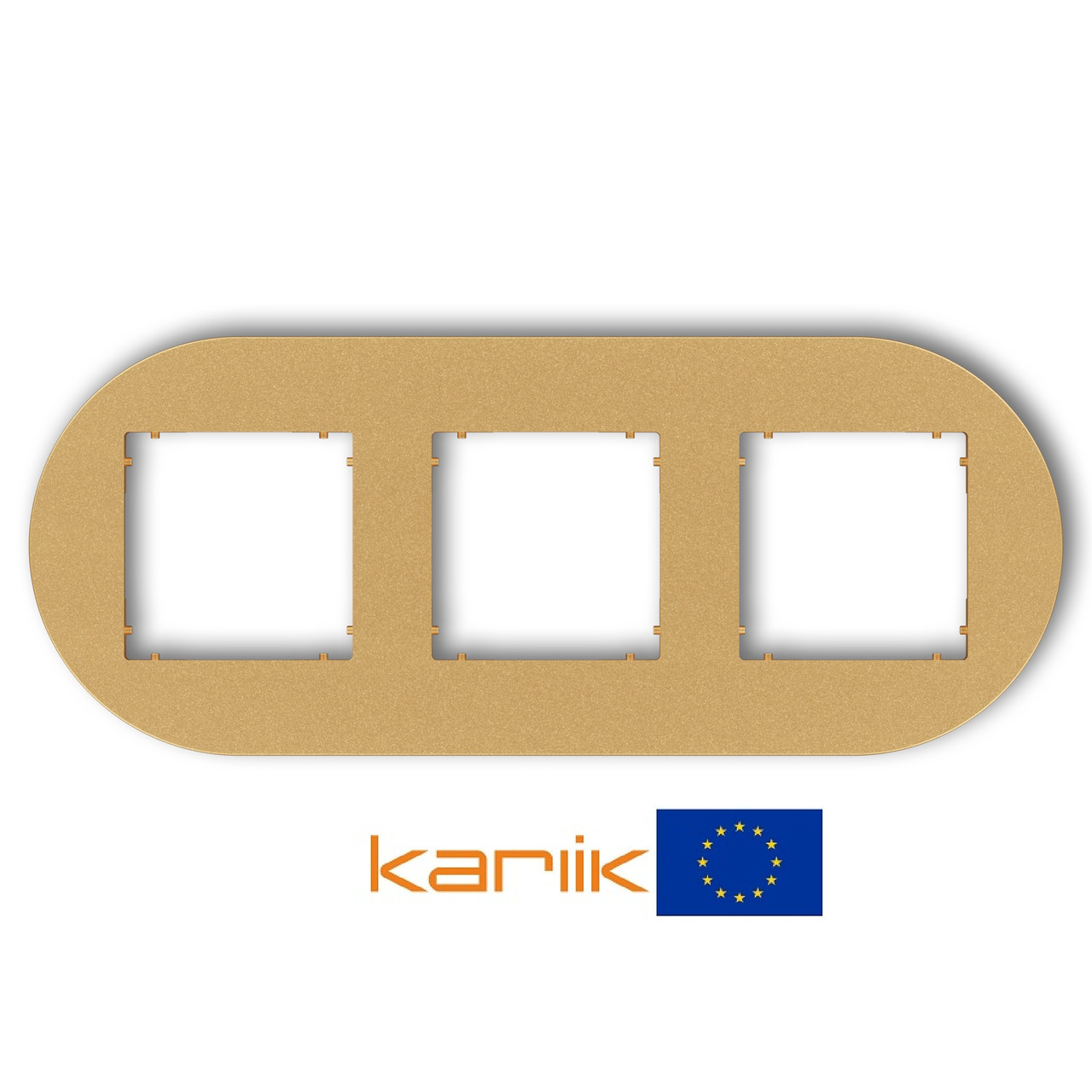 Рамка 3-місна Karlik MINI 29MRTO-3 золота кругла універсальна (для розеток та вимикачів), фото 1