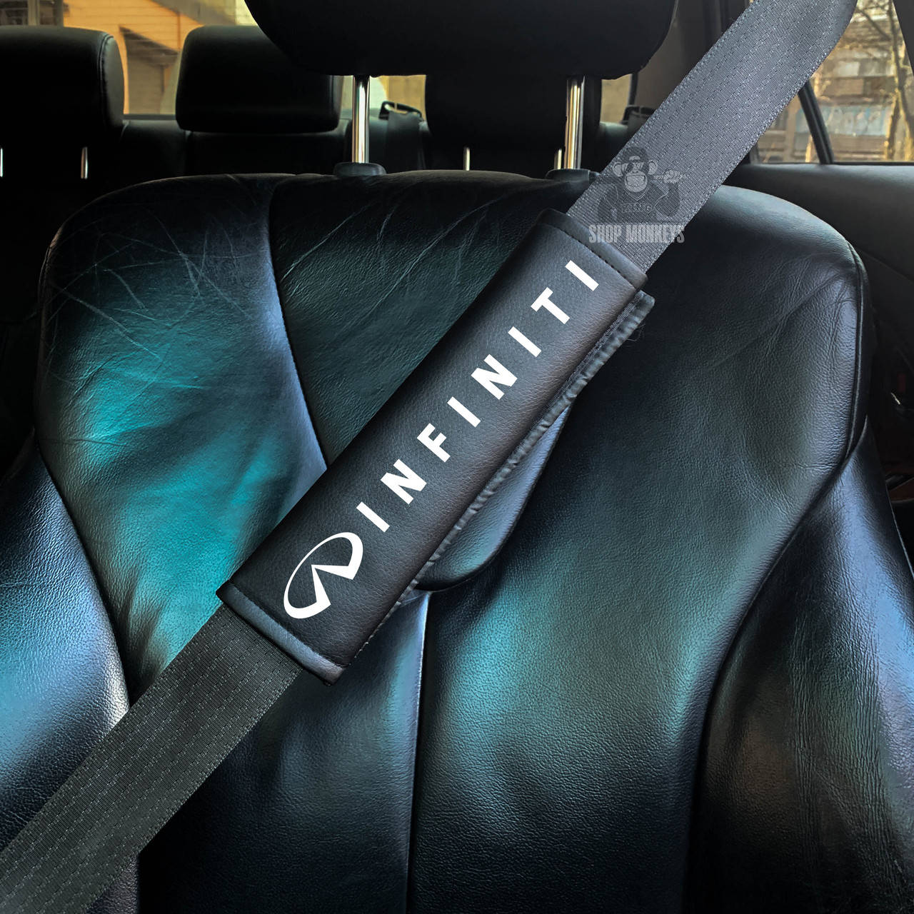 

Накладки на ремень безопасности с логотипом автомобиля Infiniti (Чёрный цвет), Черный