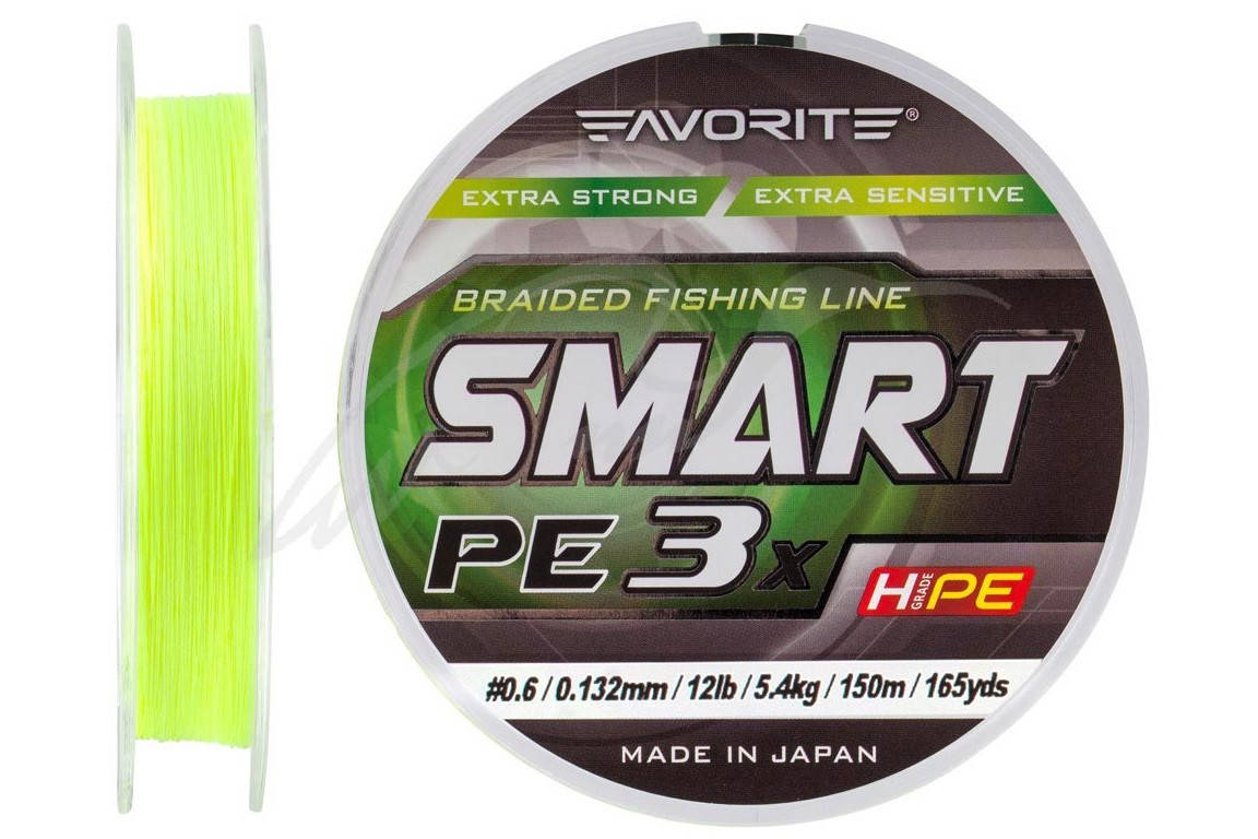 

Шнур Favorite Smart PE 3x 150м #0.6/0.132мм 12lb/ 5.4кг, Желтый