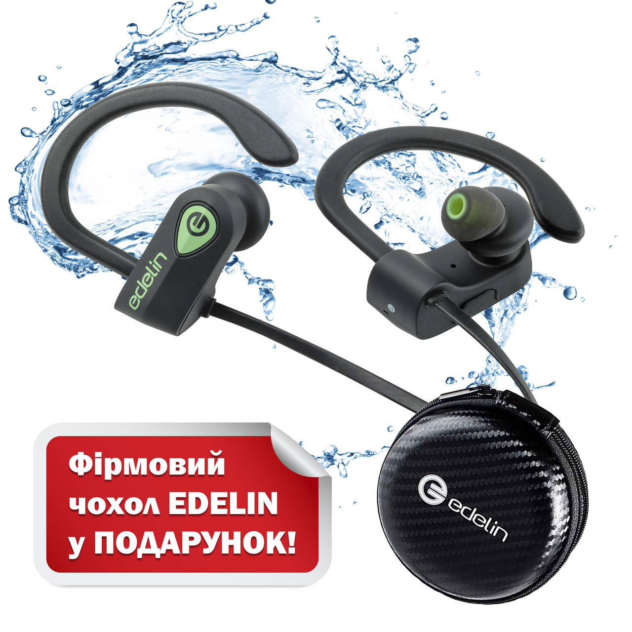 

Беспроводные наушники Bluetooth для спорта с шумоизоляцией Edelin1 для iPhone Samsung Meizu Xiaomi, Черный