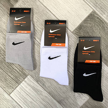 Шкарпетки жіночі демісезонні бавовна середні Nike Performance, Туреччина, розмір 36-40, асорті, 05170