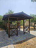 Дерев'яна альтанка 3×4 м з трьома входами, розбірна (на 14-16 осіб), фото 2