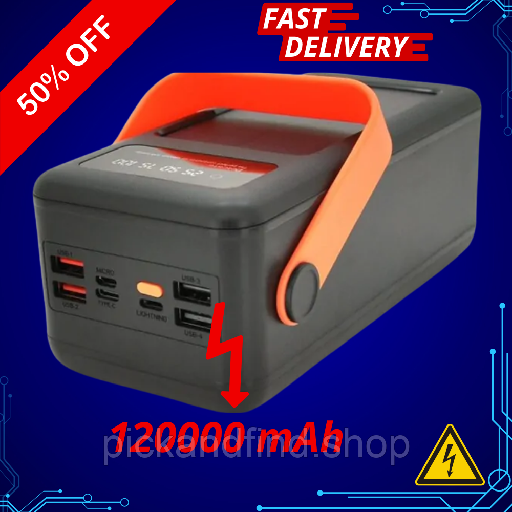 Бездротовий повербанк із сонячною панеллю Power Bank YM-639 CX на 120000 mAh Потужний павербанк для ЗСУ - фото 1 - id-p2677709852