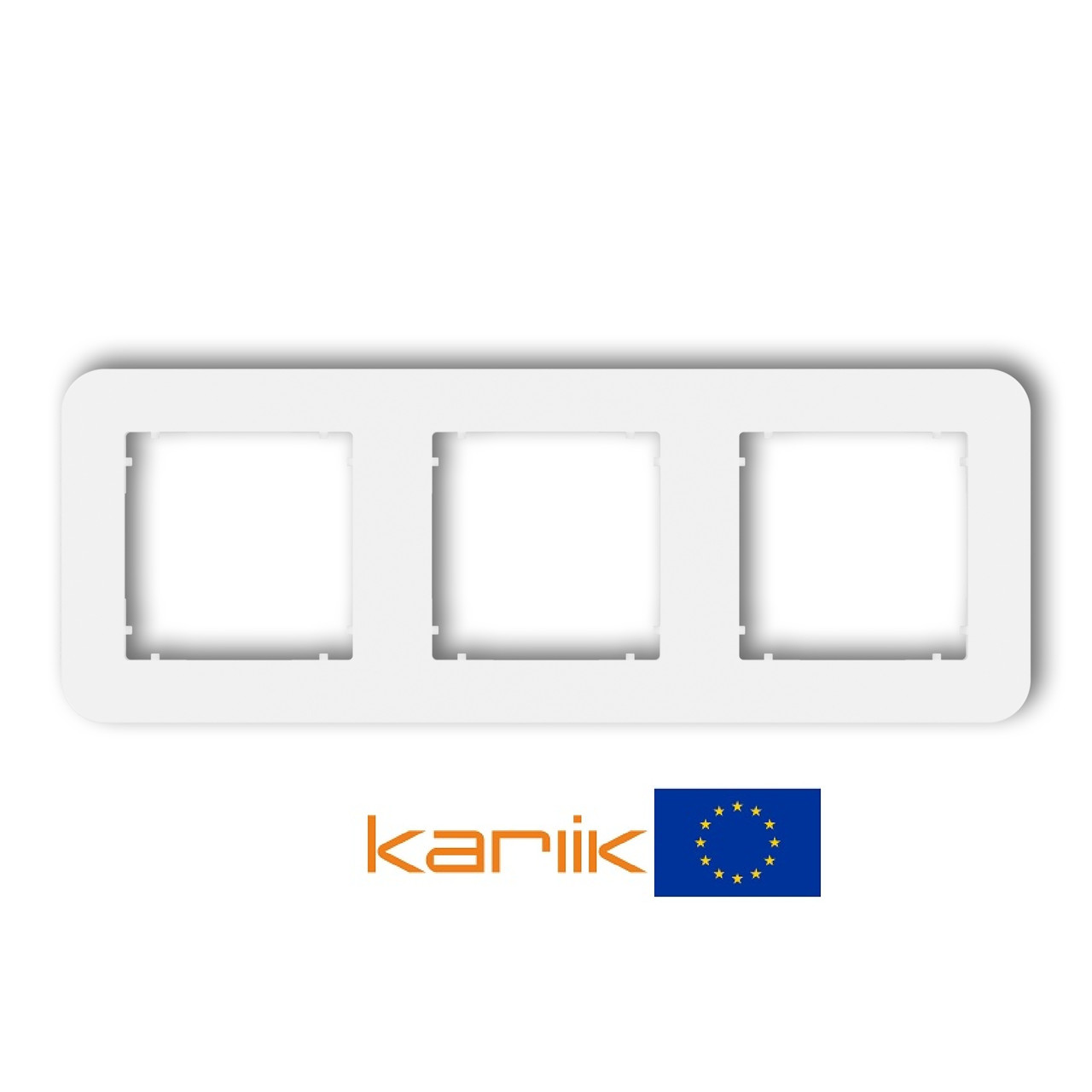 Рамка 3-місна Karlik MINI MRTZ-3 біла універсальна закруглена (для розеток і вимикачів), фото 1