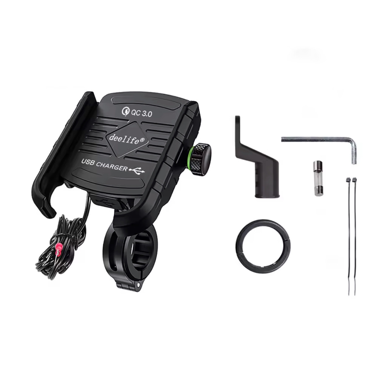 Deelife ZM8-Q Тримач/краб/кріплення для телефону на мотоцикл, велосипед із USB зарядкою