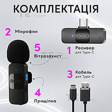 Професійний бездротовий петличний мікрофон Boya BY-V10 Type-C петличка для телефону, фото 6