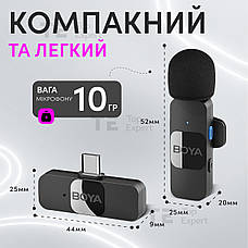 Професійний бездротовий петличний мікрофон Boya BY-V10 Type-C петличка для телефону, фото 4