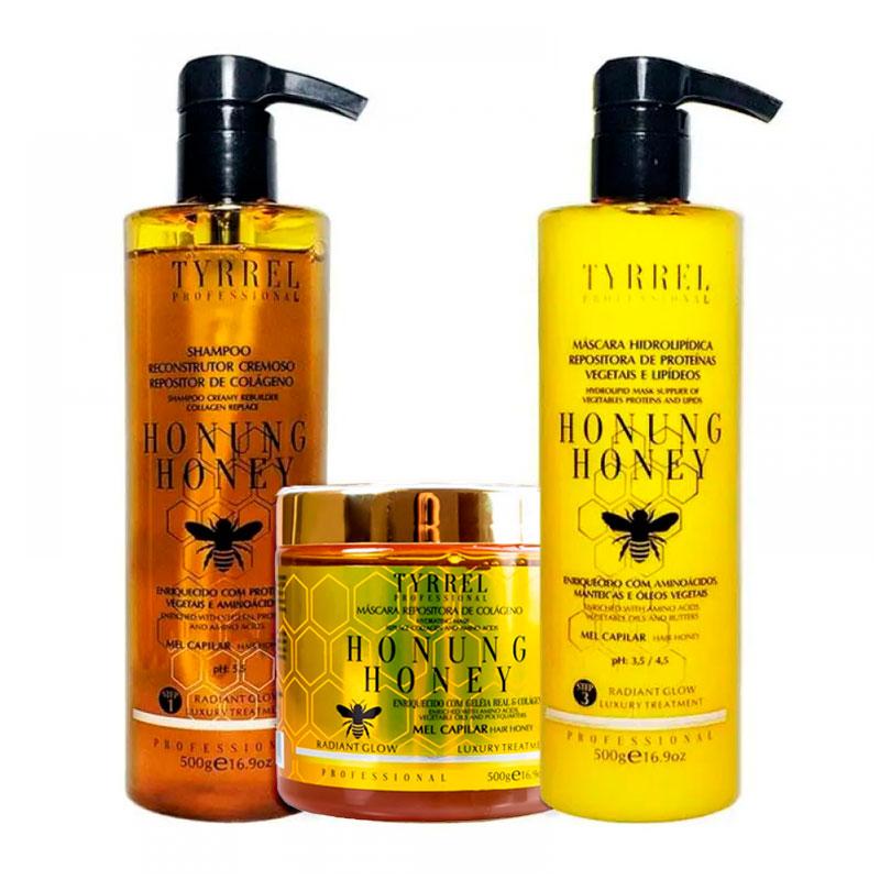 Набір Tyrrel Honung Honey для колагенової реконструкції пошкодженого волосся, 3х500 мл