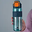 Пляшечка для води Kite K25-1234-3, 800 мл, блакитно-помаранчева, фото 5