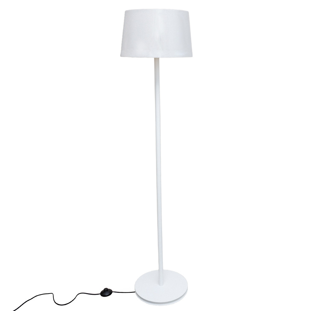 Торшер MSK Electric з білим плафоном із тканини під лампу Е27 з білою основою NL 3621 WH+WH