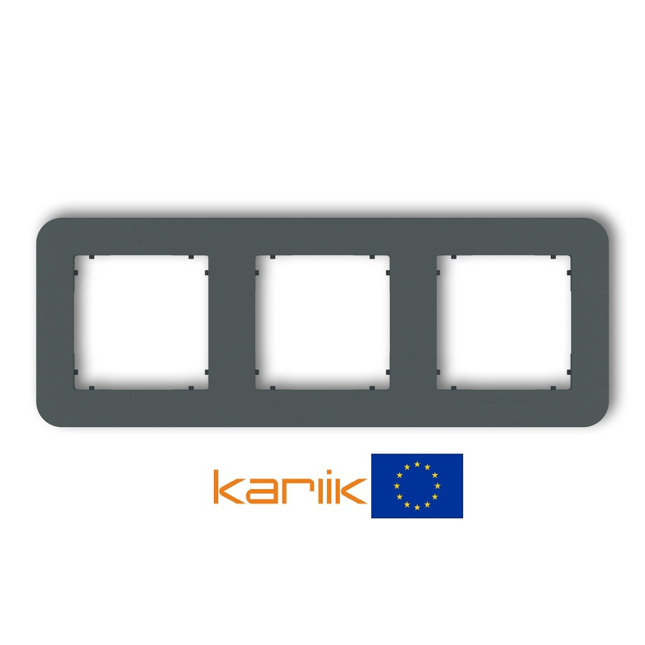 Рамка 3-місна Karlik MINI 28MRTZ-3 графітова матова закруглена універсальна (для розеток та вимикачів), фото 1