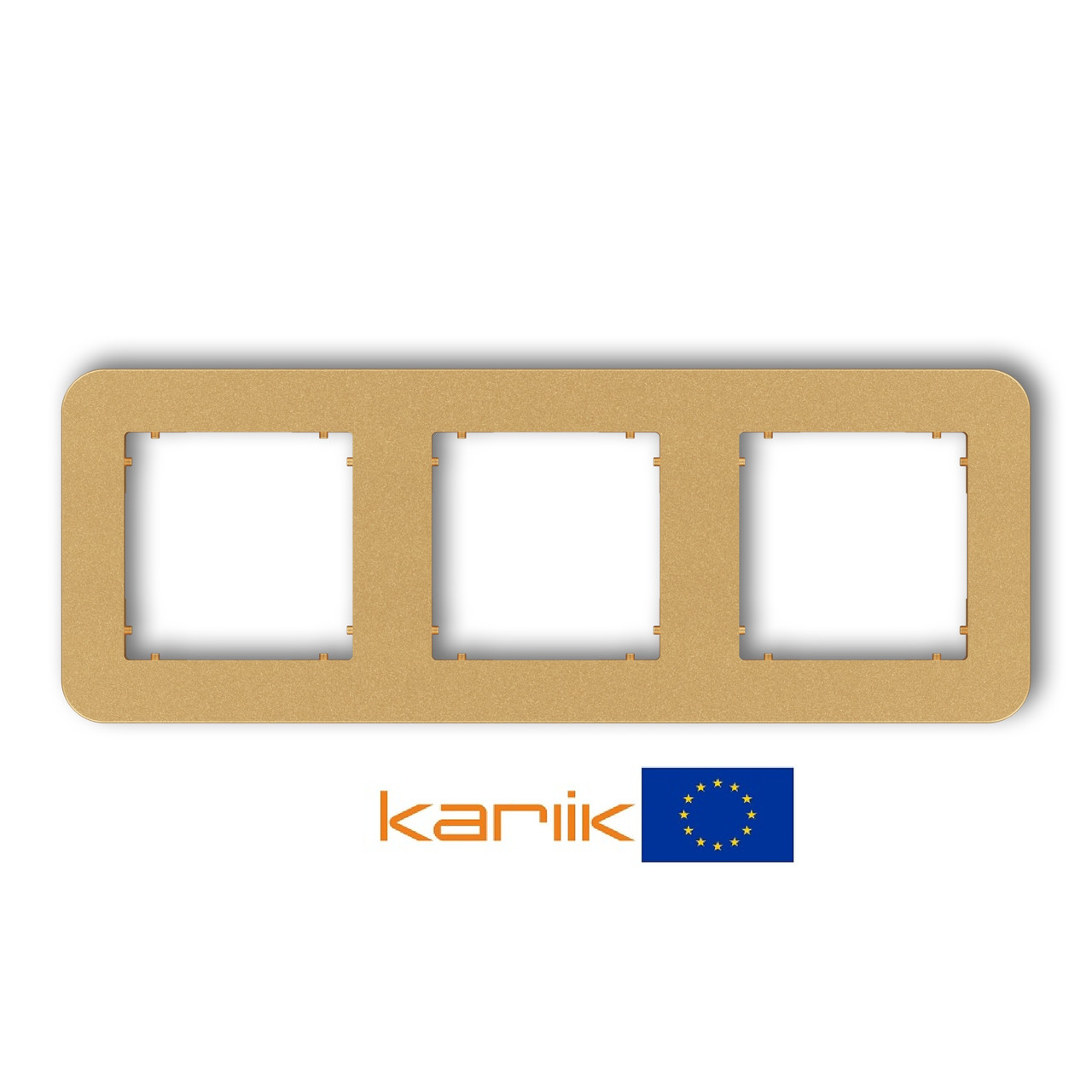 Рамка 3-місна Karlik MINI 29MRTZ-3 золота закруглена універсальна (для розеток та вимикачів), фото 1