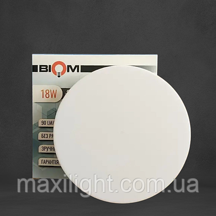 Світильник світлодіодний Biom BYR-01-18-5 18w круглий 5000К, фото 1