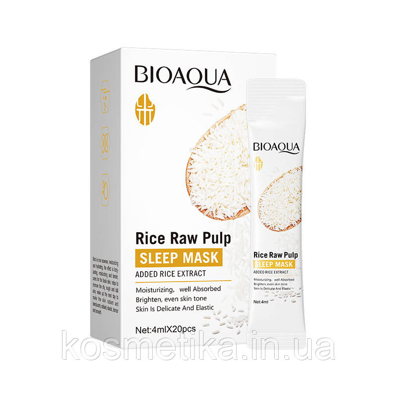 Нічна маска для обличчя з екстрактом рису Bioaqua Rice Raw (упаковка 20 шт), фото 1