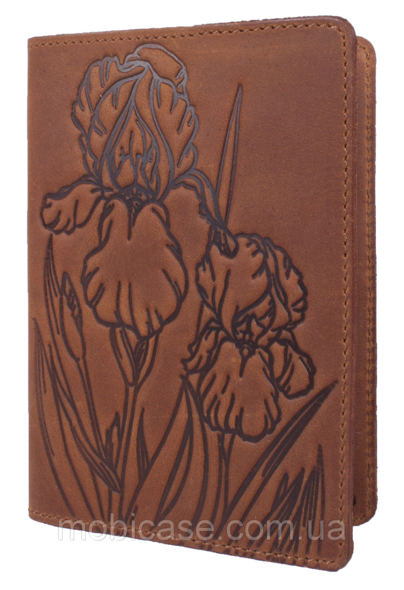 Обкладинка для паспорта VIP (антик рудий) тиснення "IRIS"