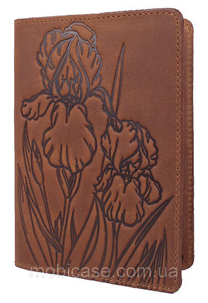 Обкладинка для паспорта VIP (антик рудий) тиснення "IRIS", фото 1