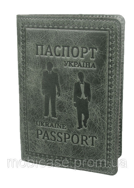 Обкладинка для паспорта VIP (зелений) тиснення "GENTLMEN"