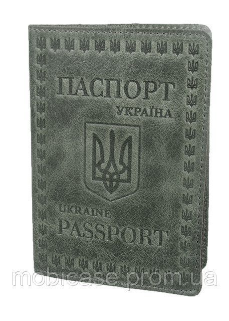 Обкладинка для паспорта VIP (зелений) тиснення "UKRAINE"