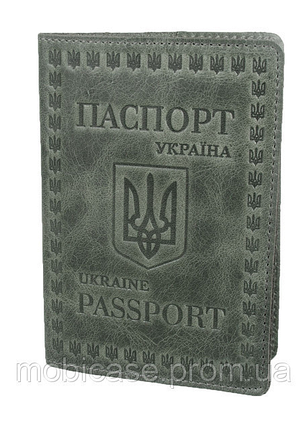 Обкладинка для паспорта VIP (зелений) тиснення "UKRAINE", фото 1