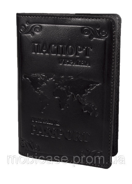 Обкладинка для паспорта VIP (темно-коричневий) тиснення "WORLD"