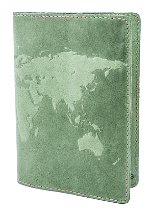 Обкладинка для паспорта VIP (фісташковий) тиснення "WORLD MAP", фото 1