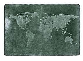 Обкладинка для паспорта VIP (хамелеон зелений) тиснення "WORLD MAP", фото 4