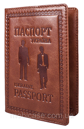 Обкладинка для паспорта VIP (хамелеон коричневий) тиснення "GENTLMEN", фото 1