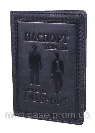 Обкладинка для паспорта VIP (хамелеон сірий) тиснення "GENTLMEN", фото 1