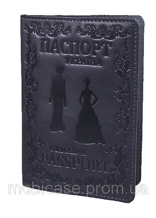 Обкладинка для паспорта VIP (хамелеон сірий) тиснення "LADY", фото 1