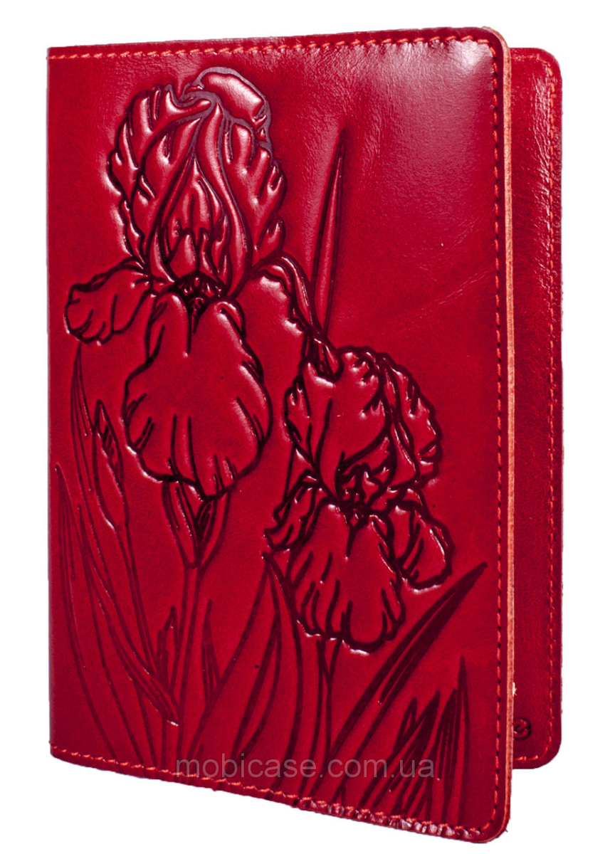 Обкладинка для паспорта VIP (хамелеон червоний) тиснення "IRIS"