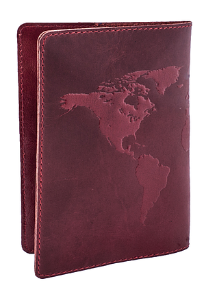 Обкладинка для паспорта VIP (хамелеон червоний) тиснення "WORLD MAP", фото 2