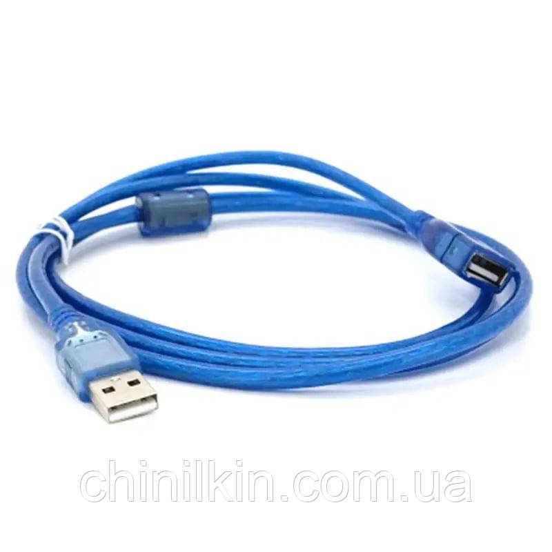 USB кабель (подовжувач) AM/AF (1.5m)- синій, фото 1