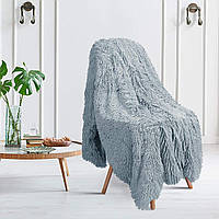 Плед Травка 210х230 сіро-блакитний HomeBrand