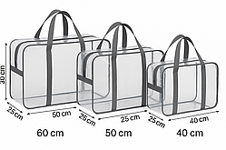 Універсальний набір із 3-х прозорих сумок-органайзерів (M + L + XL) для пологового будинку та зберігання речей