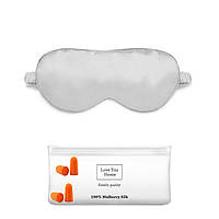 Шовковий набір Маска для сну, беруші та косметичка Love You Сірий 100% шовк