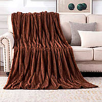 Плед Wellsoft смужка коричнева HomeBrand 200 x 230 см