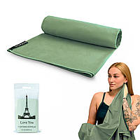 Спортивний рушник Love You з мікрофібри Хакі 70х140