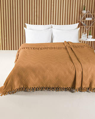 Покривало Saheser Zick - Zack 100% хлопок 220х240см коричневый